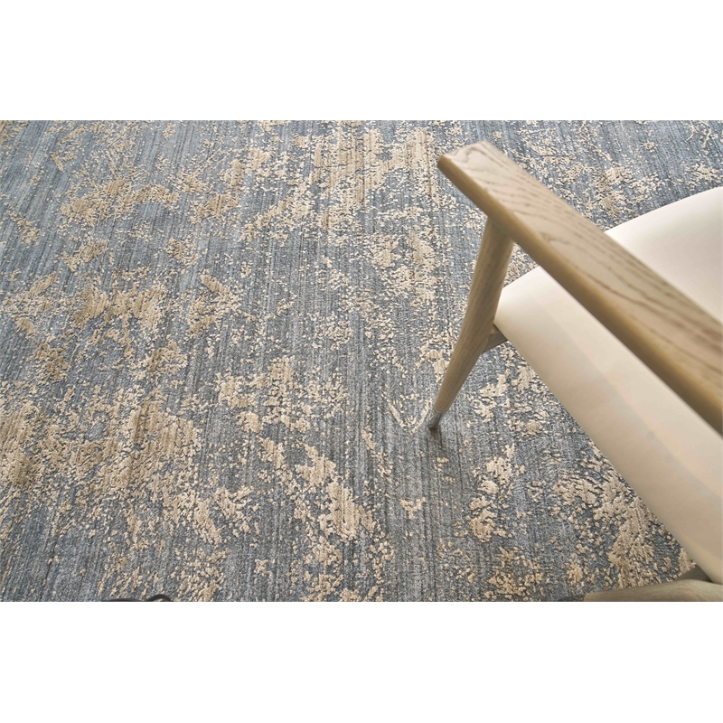 Lillian Handloomed Wool/Bamboo Silk Navy/Brown 14'x18' Area Rug