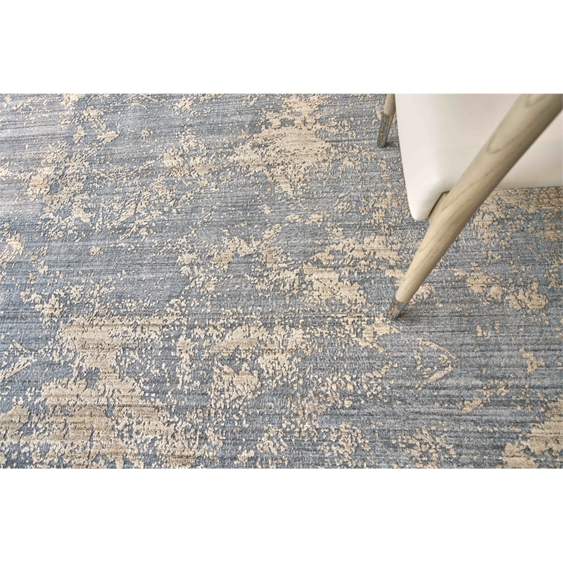 Lillian Handloomed Wool/Bamboo Silk Navy/Brown 14'x18' Area Rug
