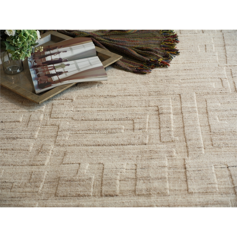 Malmo Hand-Knotted New Zealand Wool Beige 6'x9' Area Rug