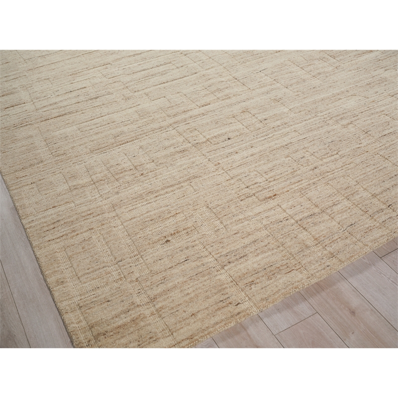 Malmo Hand-Knotted New Zealand Wool Beige 9'x12' Area Rug