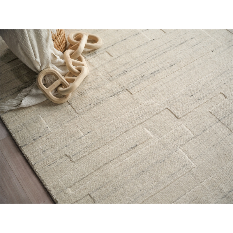 Malmo Hand-Knotted New Zealand Wool Ivory 12'x15' Area Rug