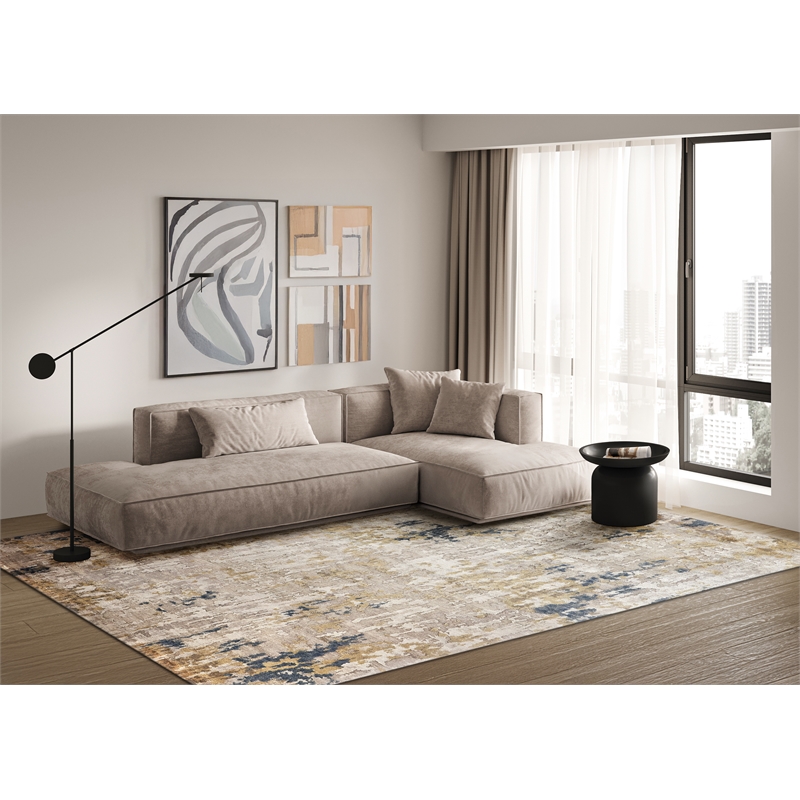 Laureno Hand-Knotted Bamboo Silk Beige/Gold 8'x10' Area Rug