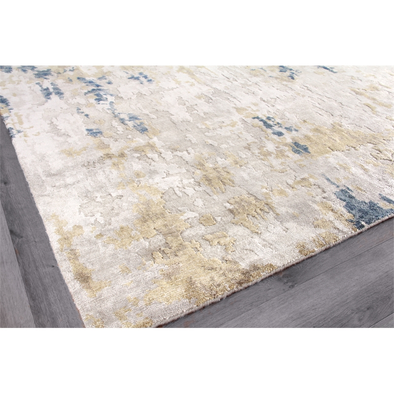 Laureno Hand-Knotted Bamboo Silk Beige/Gold 9'x12' Area Rug