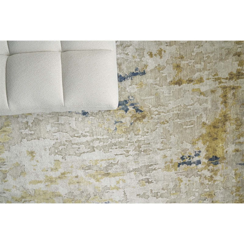Laureno Hand-Knotted Bamboo Silk Beige/Gold 9'x12' Area Rug