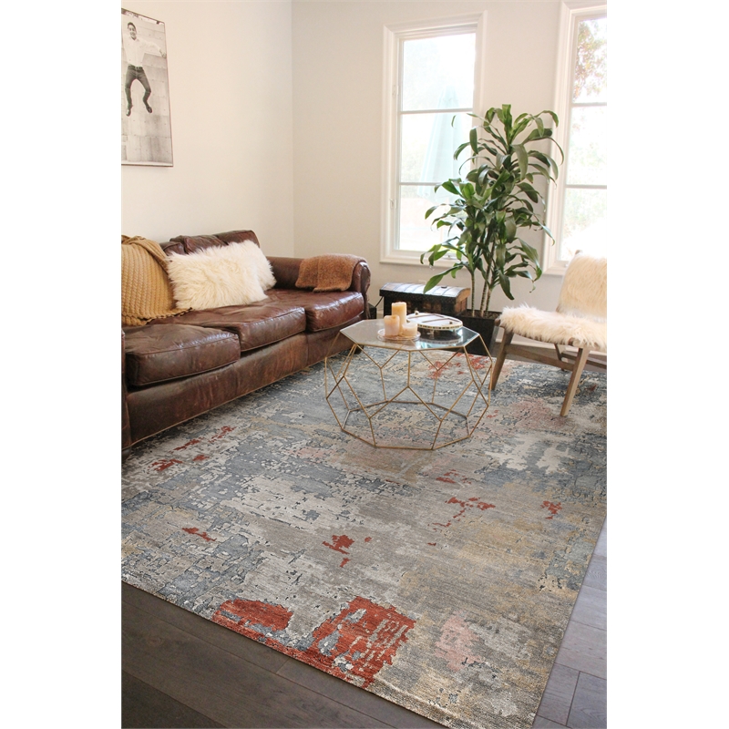 Laureno Hand-Knotted Bamboo Silk Blue/Multi 10'x14' Area Rug