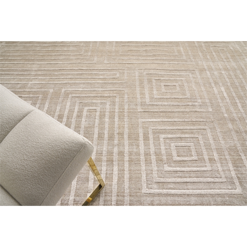 Lotus Hand-Tufted Wool/Bamboo Silk Beige/Brown 14'x18' Area Rug