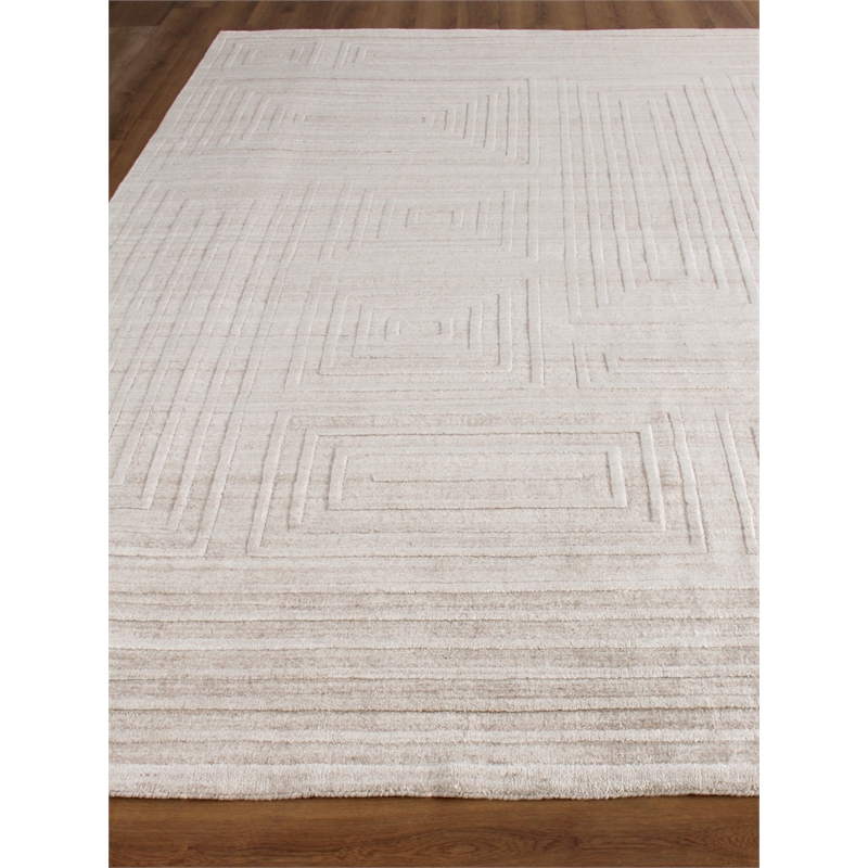 Lotus Hand-Tufted Wool/Bamboo Silk Beige/Brown 8'x10' Area Rug