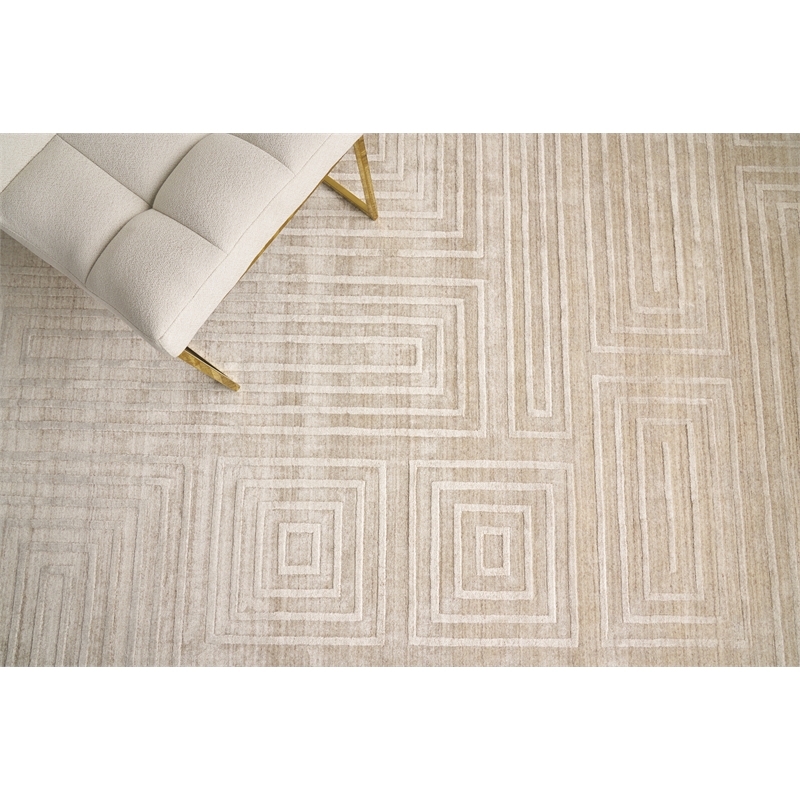 Lotus Hand-Tufted Wool/Bamboo Silk Beige/Brown 8'x10' Area Rug