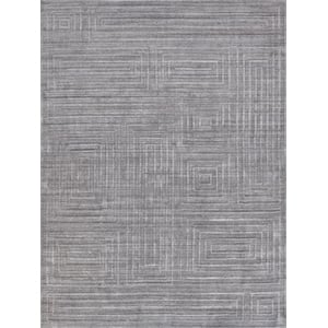 Lotus Hand-Tufted Wool/Bamboo Silk Gray/Silver 8'x10' Area Rug