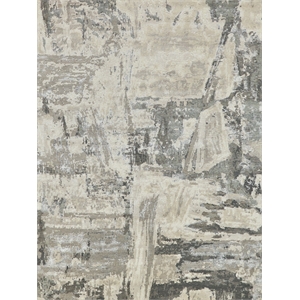 Luxury Laureno Hand-Knotted Bamboo Silk Ivory/Gray 9'x12' Area Rug