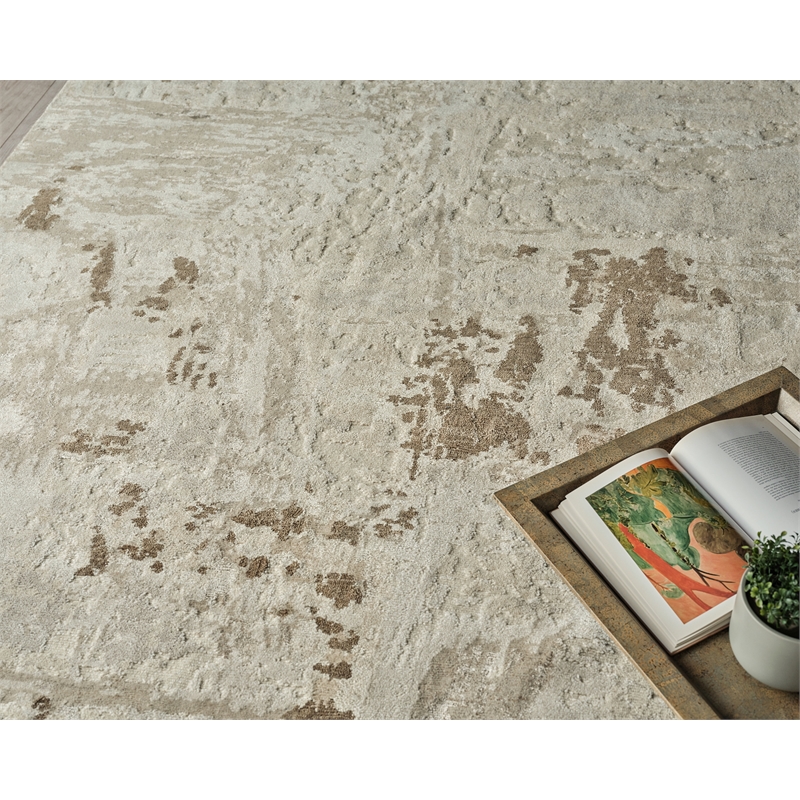 Luxury Laureno Hand-Knotted Bamboo Silk Ivory/Beige 8'x10' Area Rug