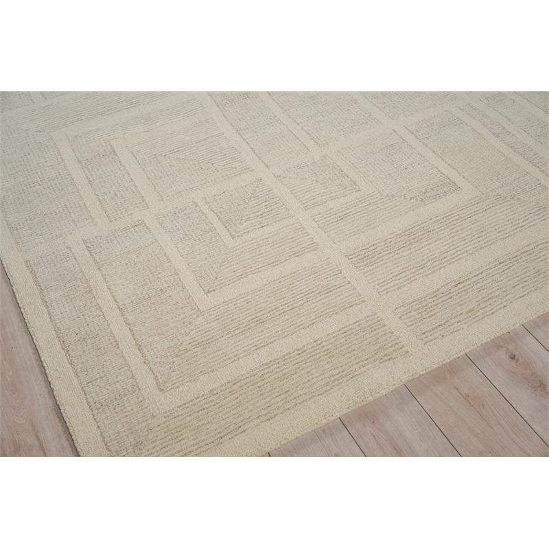 Maddox Hand-Tufted New Zealand Wool Light Beige/Ivory 6'x9' Area Rug