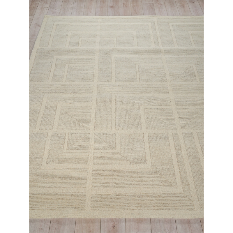 Maddox Hand-Tufted New Zealand Wool Light Beige/Ivory 6'x9' Area Rug