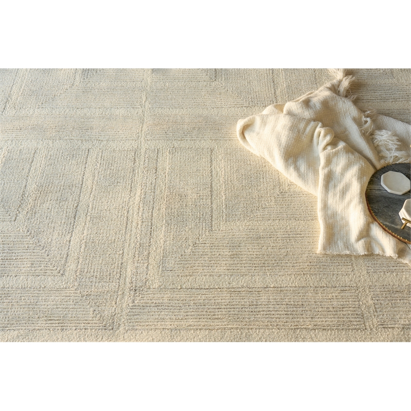 Maddox Hand-Tufted New Zealand Wool Light Beige/Ivory 9'x12' Area Rug