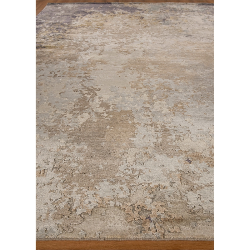 Laureno Hand-Knotted Bamboo Silk Gray 6'x9' Area Rug