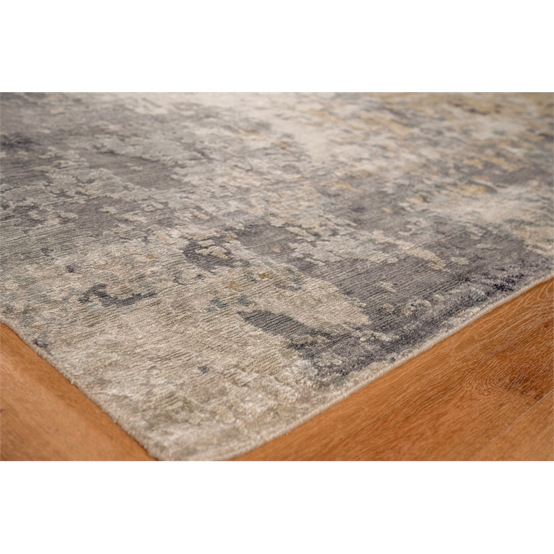 Laureno Hand-Knotted Bamboo Silk Gray 9'x12' Area Rug