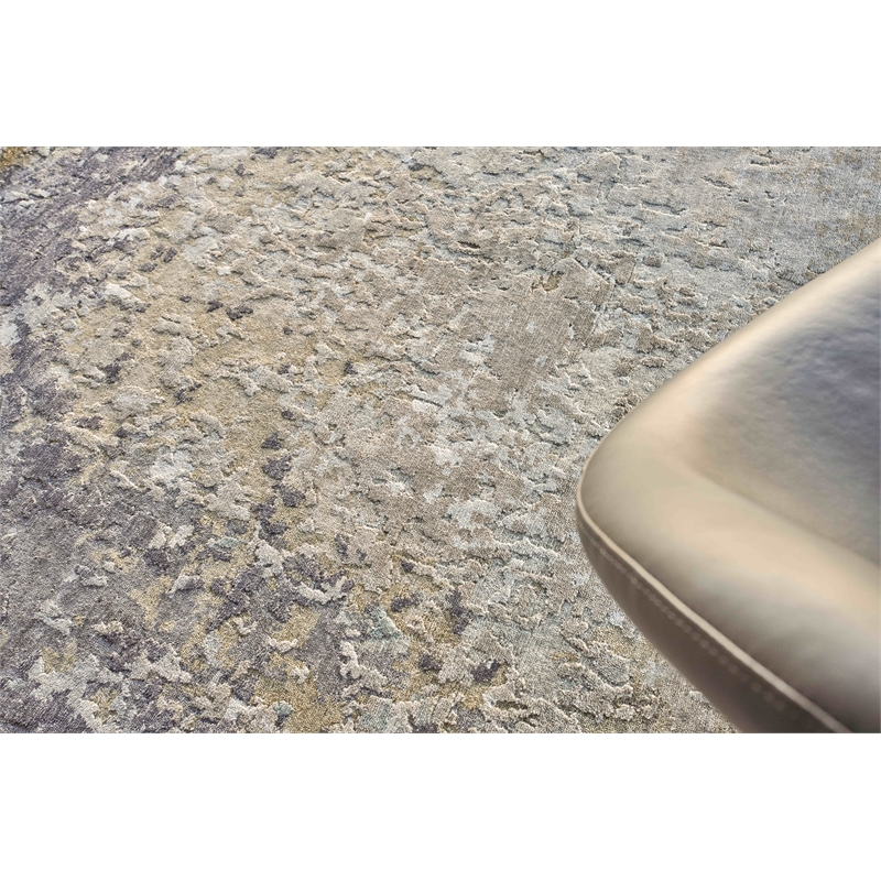 Laureno Hand-Knotted Bamboo Silk Gray 9'x12' Area Rug