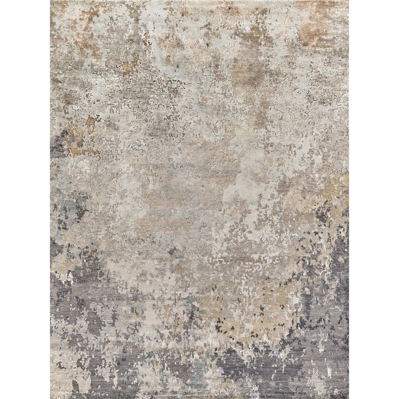 Laureno Hand-Knotted Bamboo Silk Gray 9'x12' Area Rug