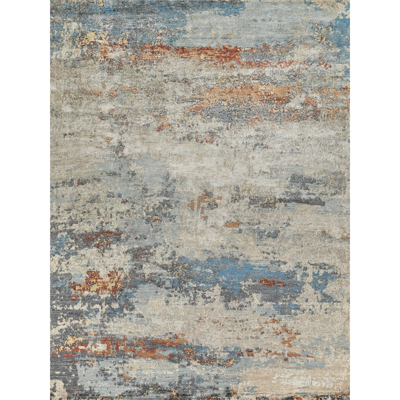 Laureno Hand-Knotted Bamboo Silk Blue/Multi 10'x14' Area Rug