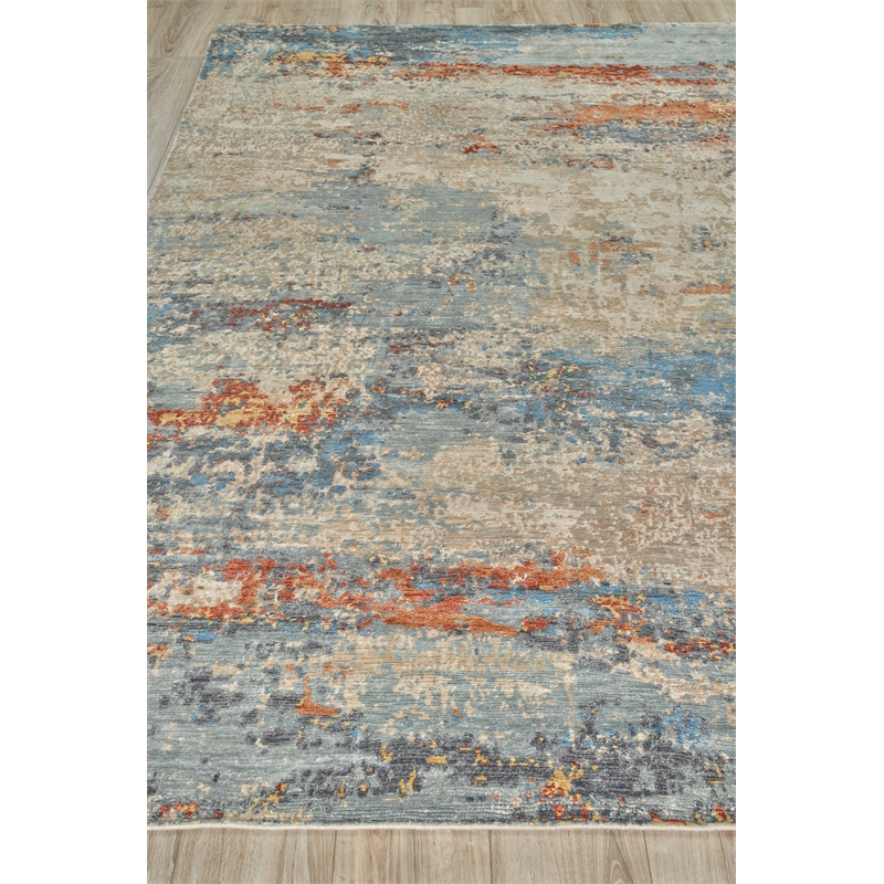 Laureno Hand-Knotted Bamboo Silk Blue/Multi 14'x18' Area Rug