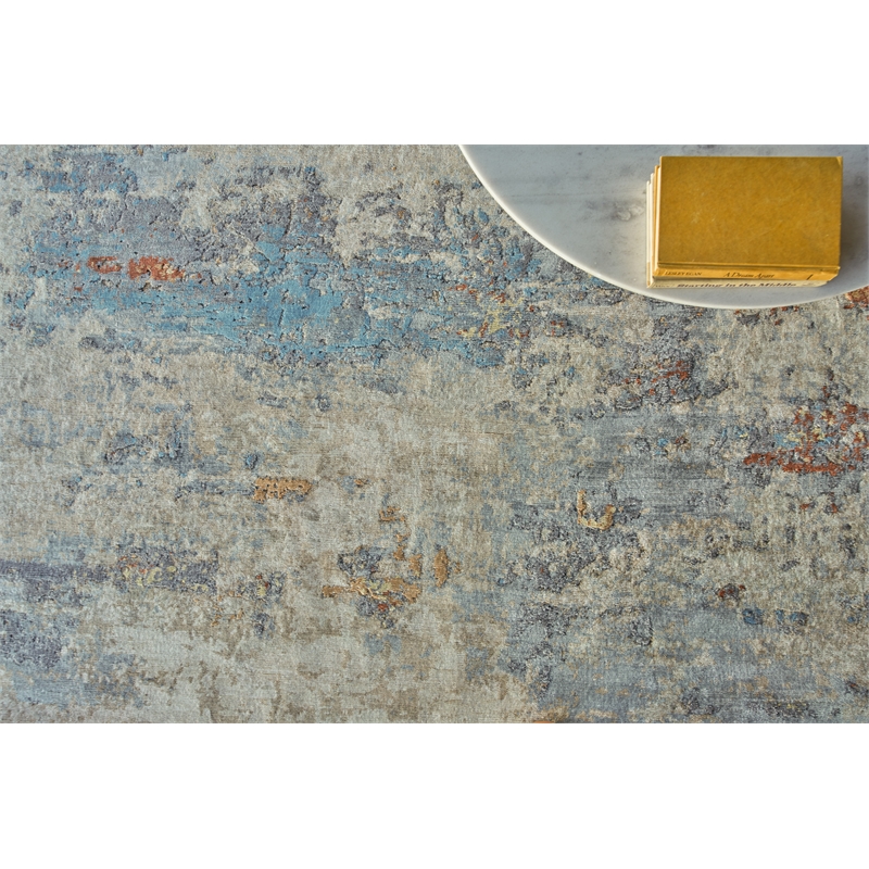Laureno Hand-Knotted Bamboo Silk Blue/Multi 14'x18' Area Rug