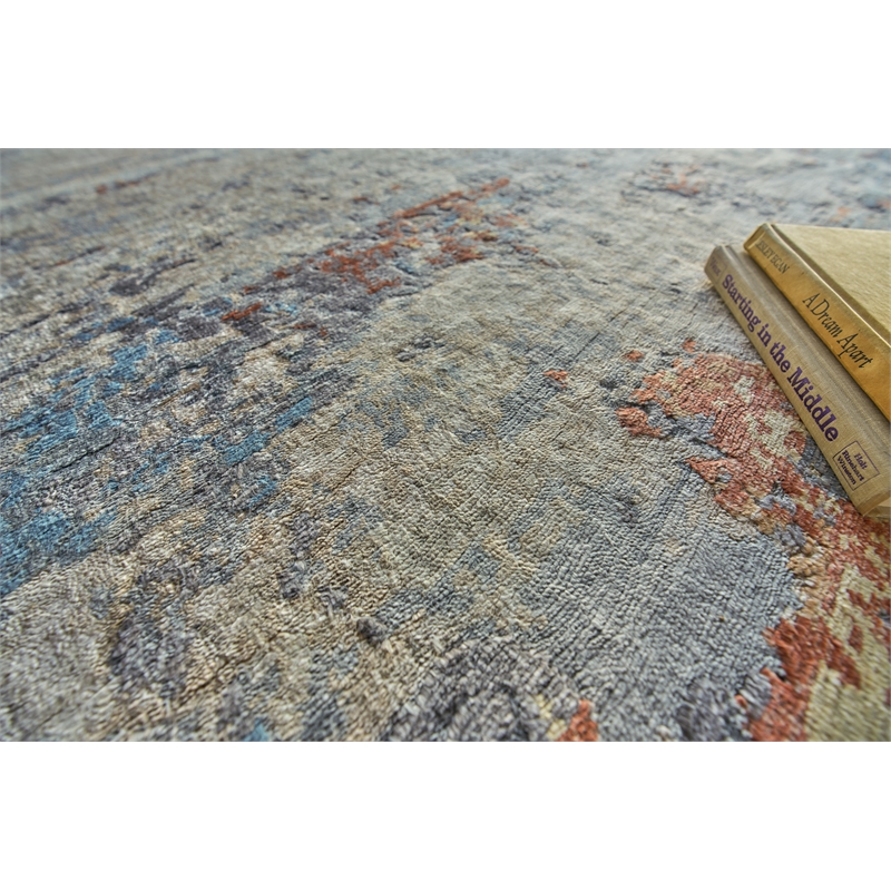 Laureno Hand-Knotted Bamboo Silk Blue/Multi 14'x18' Area Rug
