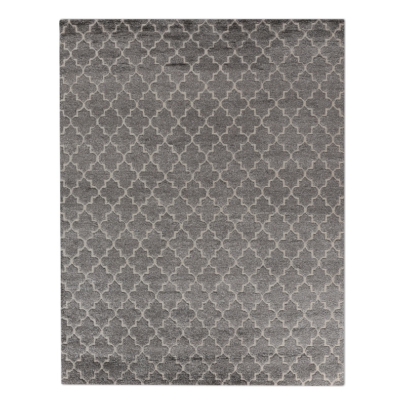 Lux Look Hand-Knotted Bamboo Silk Gray 9'x12' Area Rug