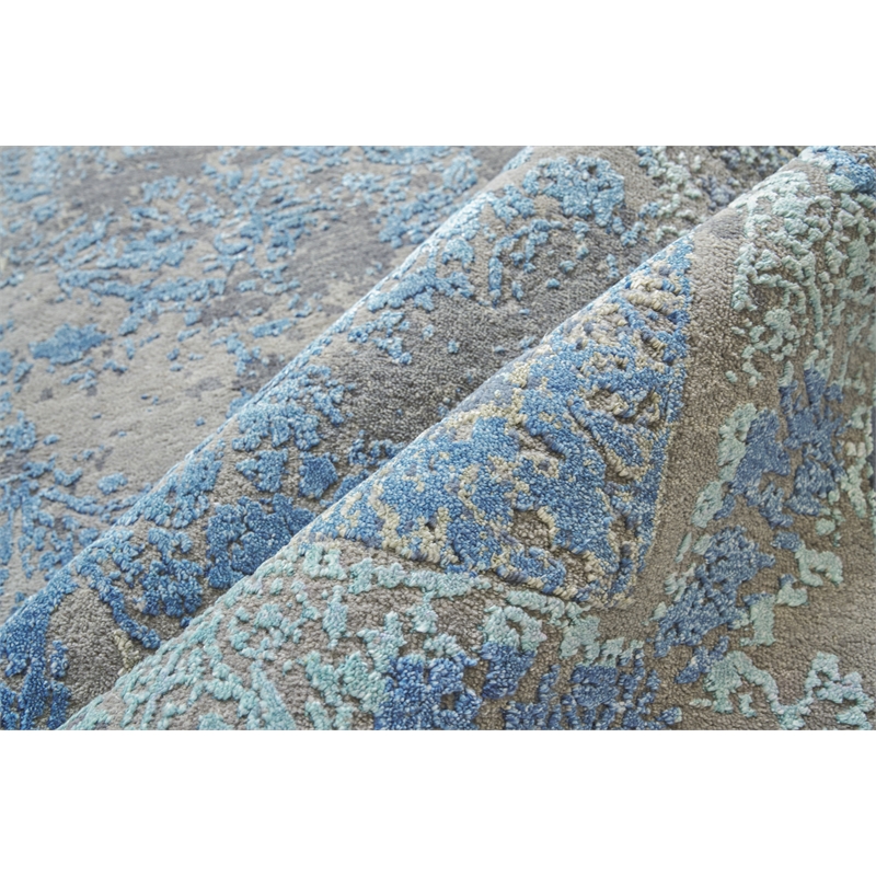 Maison Hand-Knotted Wool/Bamboo Silk Gray/Blue 8'x10' Area Rug