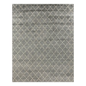Lux Look Hand-Knotted Bamboo Silk Silver 6'x9' Area Rug