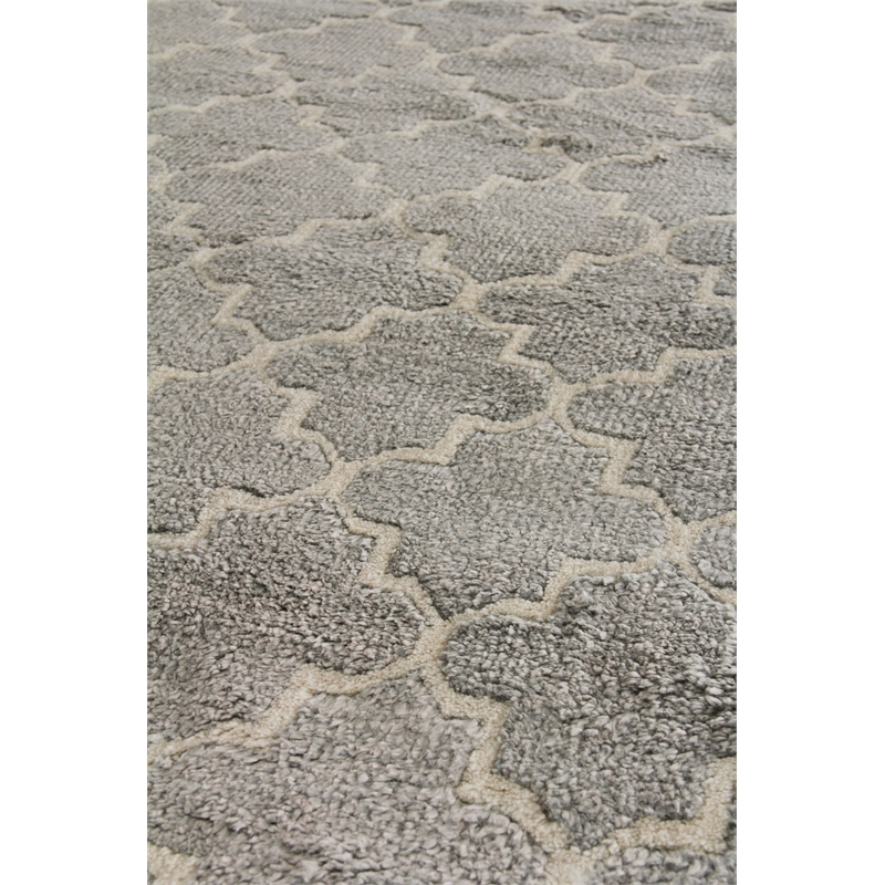 Lux Look Hand-Knotted Bamboo Silk Silver 8'x10' Area Rug