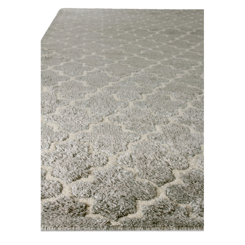 Lux Look Hand-Knotted Bamboo Silk Silver 8'x10' Area Rug