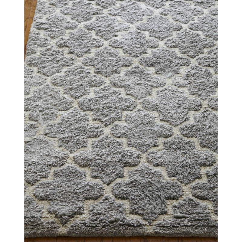 Lux Look Hand-Knotted Bamboo Silk Silver 9'x12' Area Rug