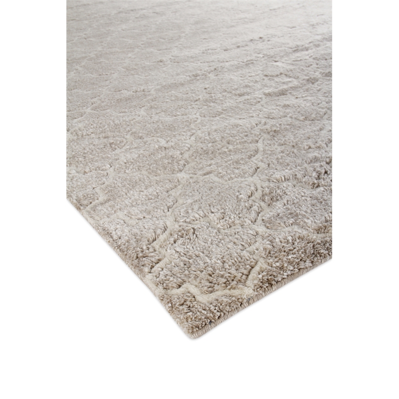 Lux Look Hand-Knotted Bamboo Silk Beige 8'x10' Area Rug