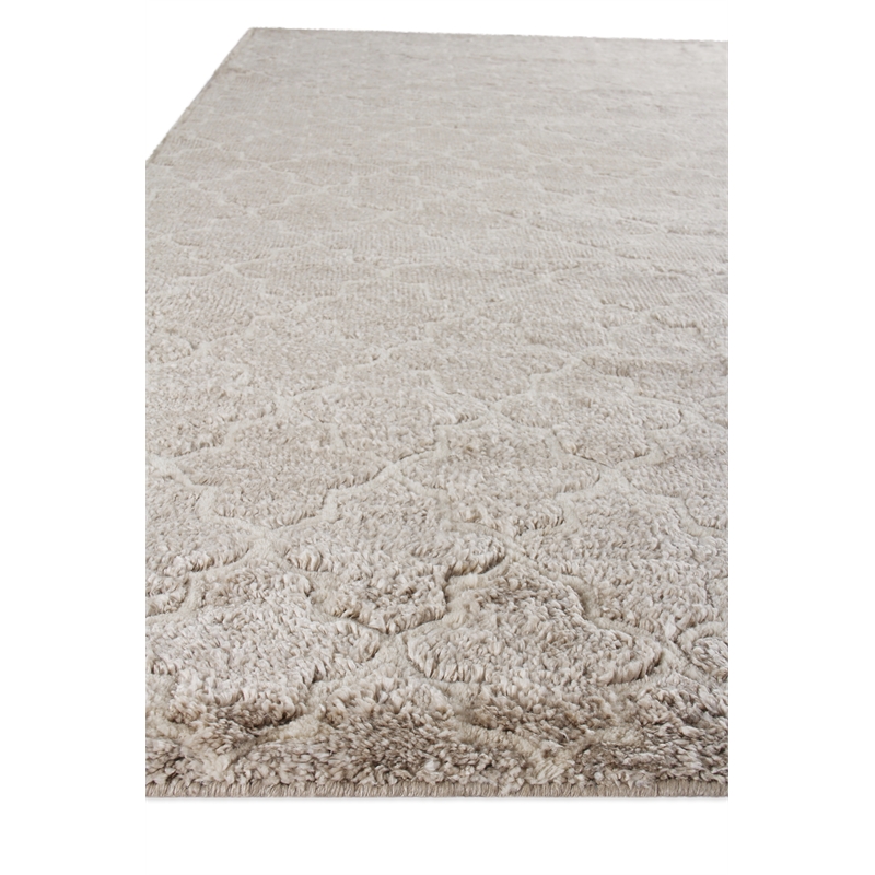 Lux Look Hand-Knotted Bamboo Silk Beige 8'x10' Area Rug