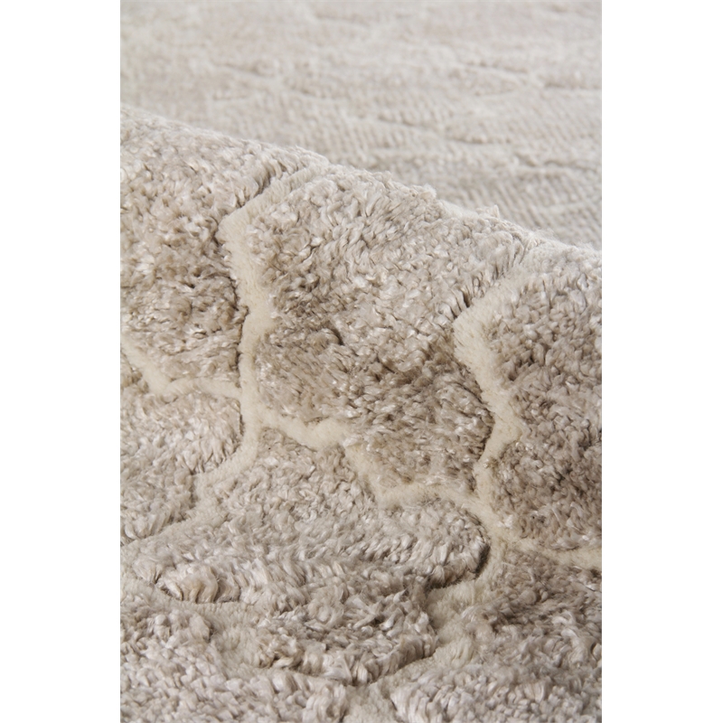 Lux Look Hand-Knotted Bamboo Silk Beige 8'x10' Area Rug
