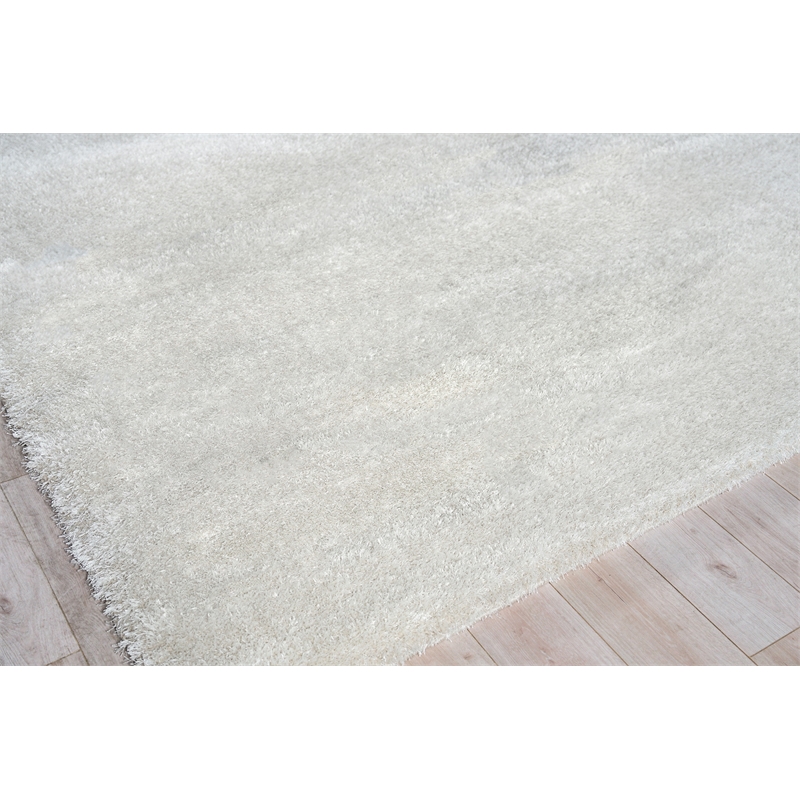 Luxe Shag Power Loom Polyester/Microfiber Light Beige 4'x6' Area Rug