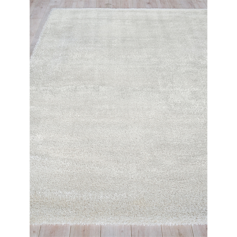 Luxe Shag Power Loom Polyester/Microfiber Light Beige 4'x6' Area Rug