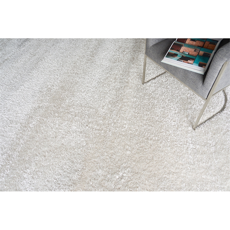 Luxe Shag Power Loom Polyester/Microfiber Light Beige 4'x6' Area Rug