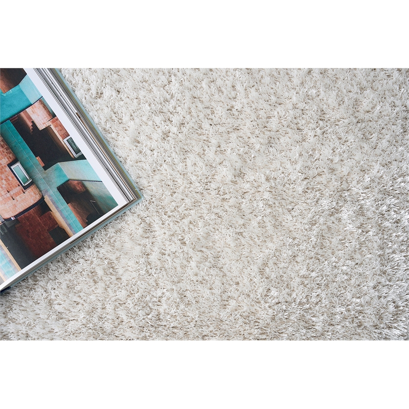 Luxe Shag Power Loom Polyester/Microfiber Light Beige 4'x6' Area Rug