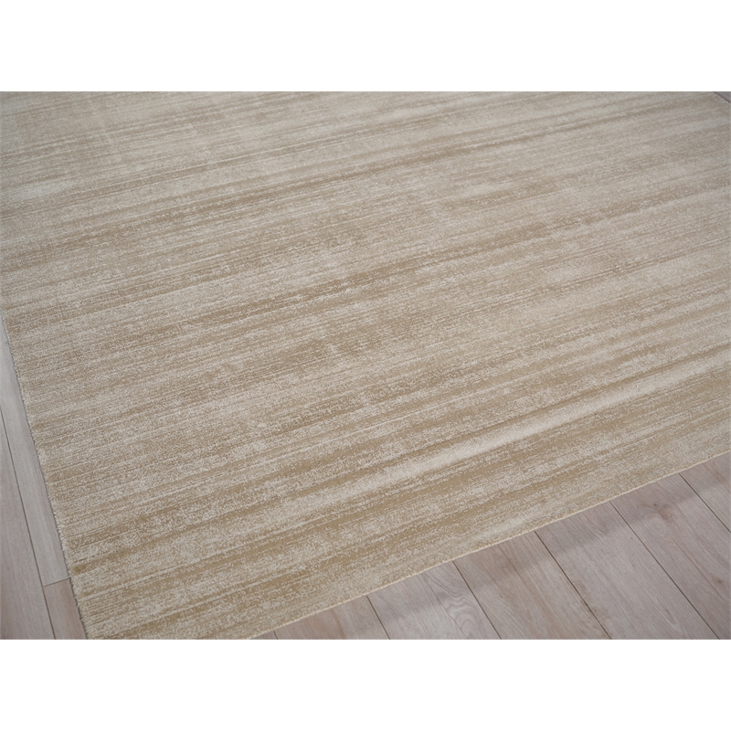 Martelli Modern Handloomed Silky Nylon Taupe 9'x12' Area Rug