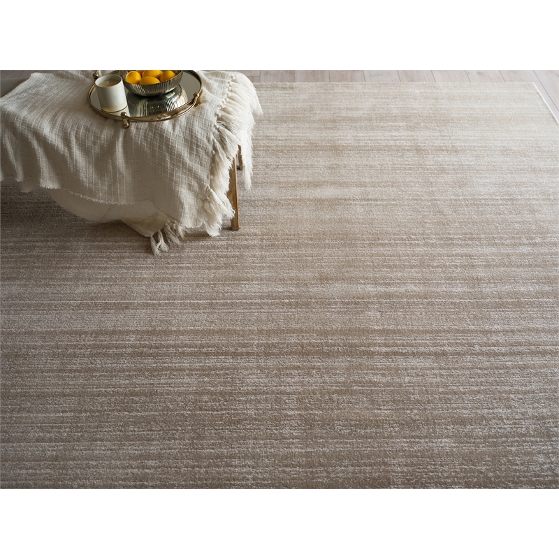 Martelli Modern Handloomed Silky Nylon Taupe 9'x12' Area Rug