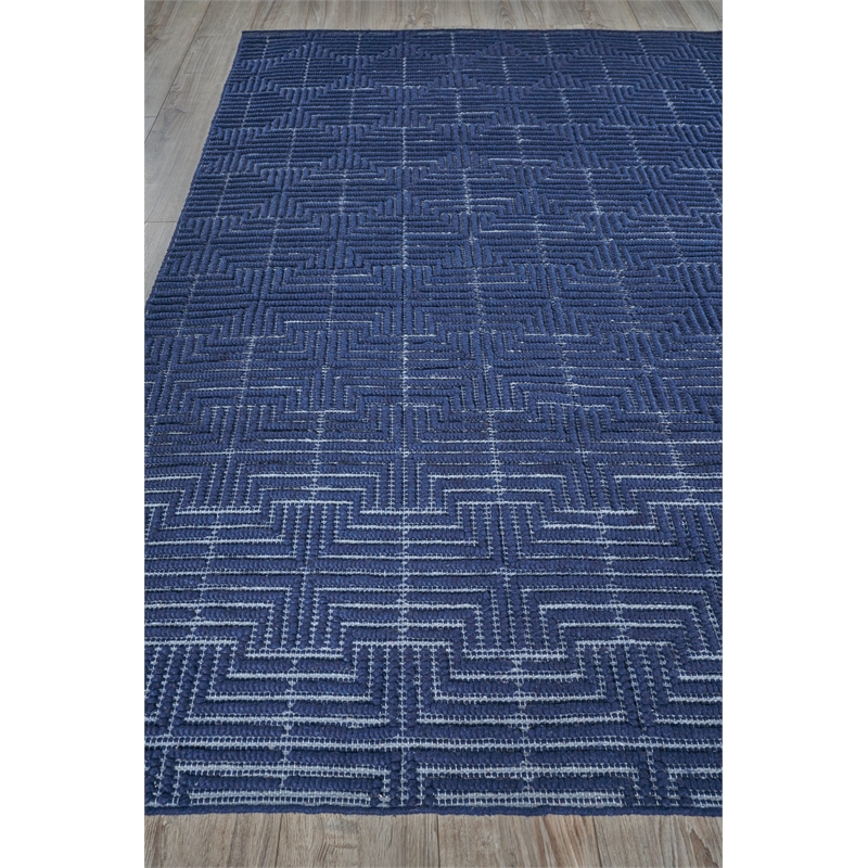 Manzoni Handloomed New Zealand Wool Navy 12'x15' Area Rug