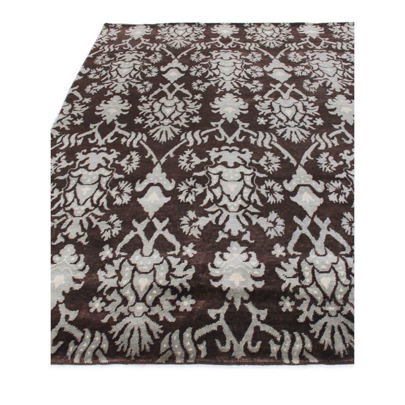 Metro Hand-Knotted New Zealand Wool Brown/Light Blue 5'6