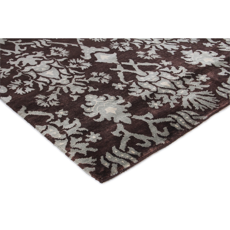 Metro Hand-Knotted New Zealand Wool Brown/Light Blue 8'x10' Area Rug