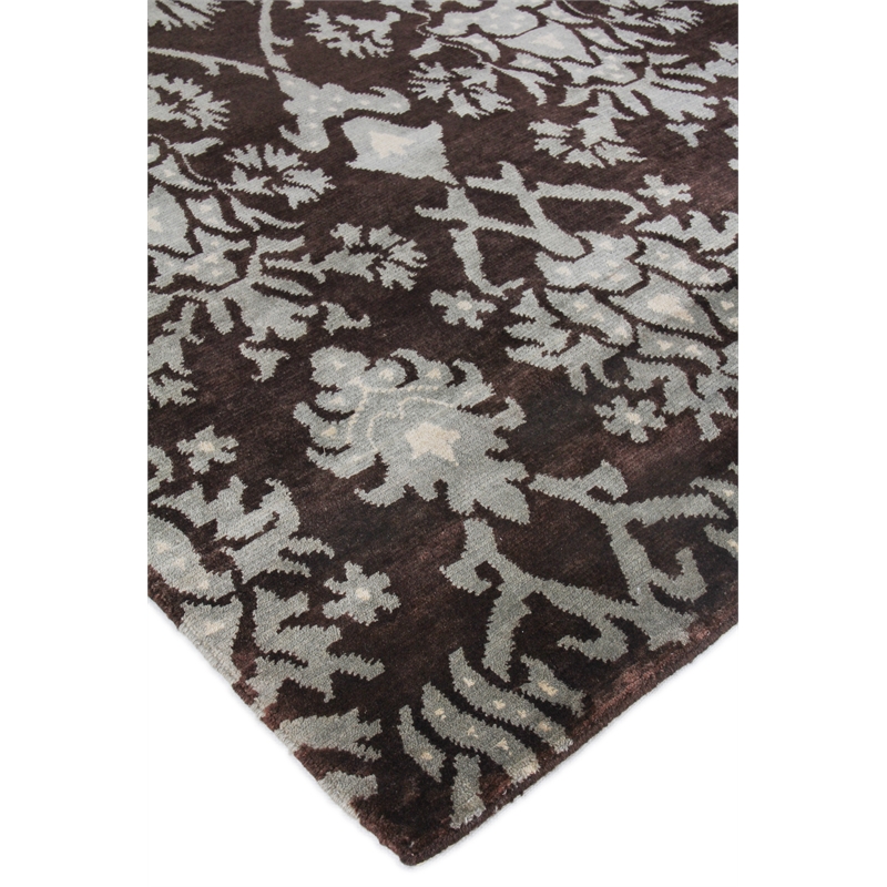 Metro Hand-Knotted New Zealand Wool Brown/Light Blue 8'x10' Area Rug