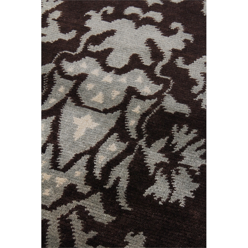 Metro Hand-Knotted New Zealand Wool Brown/Light Blue 9'x10' Area Rug