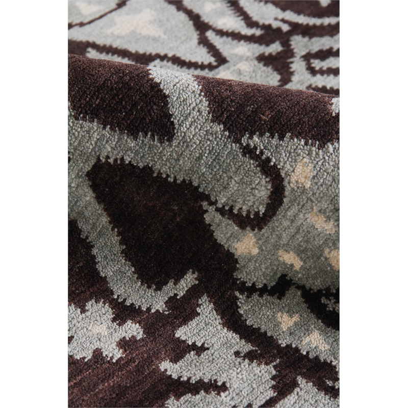 Metro Hand-Knotted New Zealand Wool Brown/Light Blue 9'x10' Area Rug