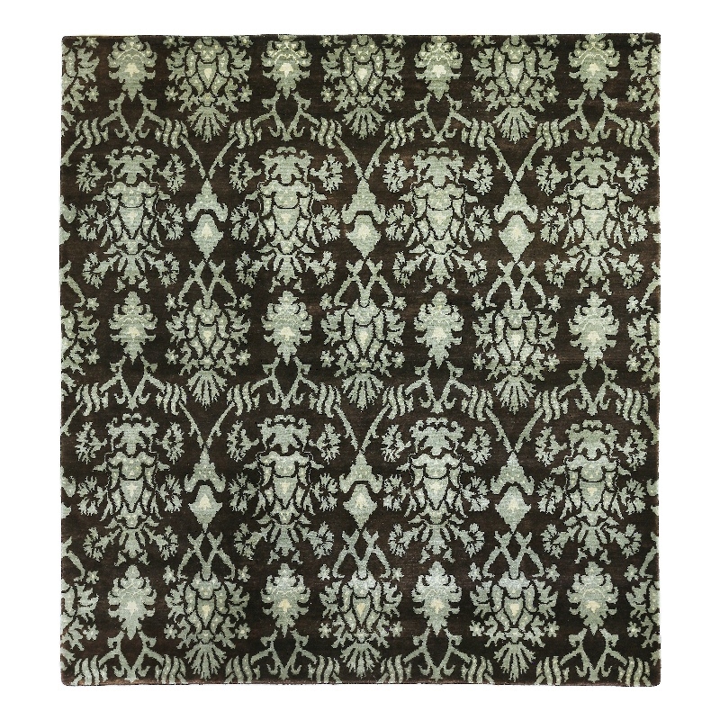 Metro Hand-Knotted New Zealand Wool Brown/Light Blue 9'x10' Area Rug