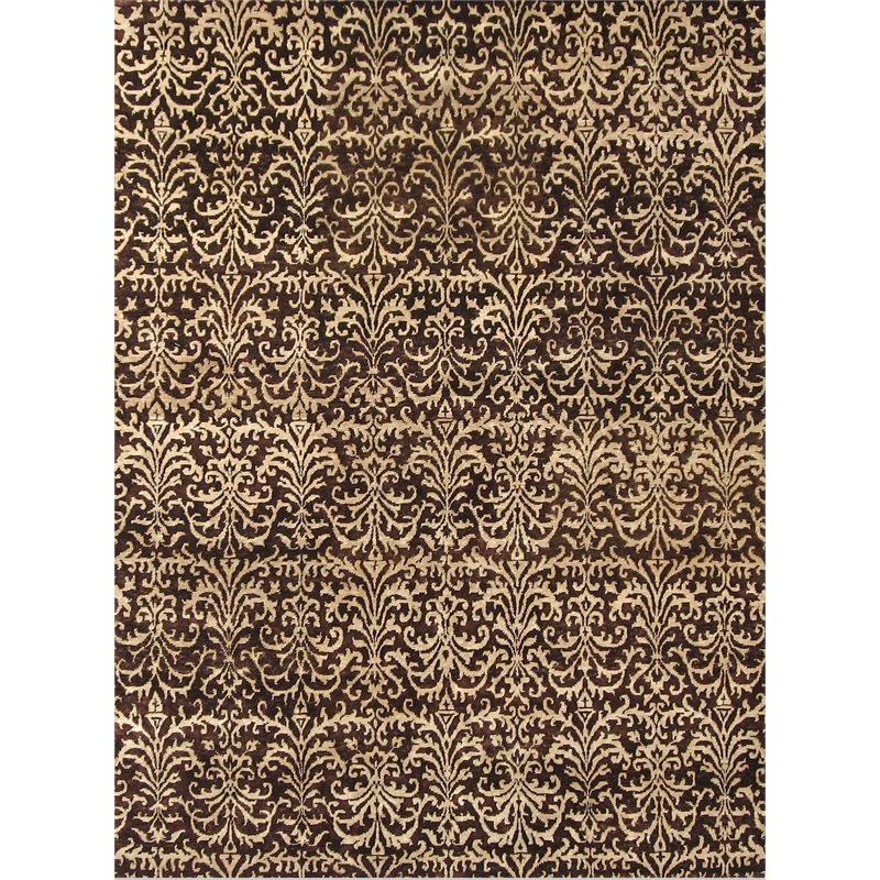 Metro Hand-Knotted New Zealand Wool Brown/Ivory 8'x10' Area Rug