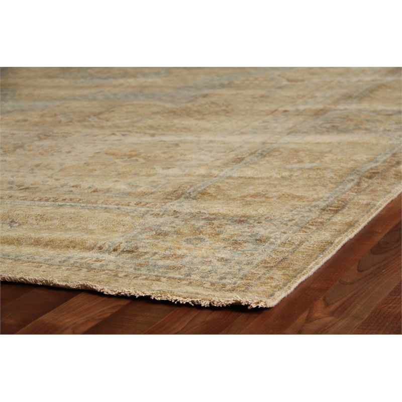 Mamluk Hand-Knotted New Zealand Wool Gold/Gray 9'x12' Area Rug